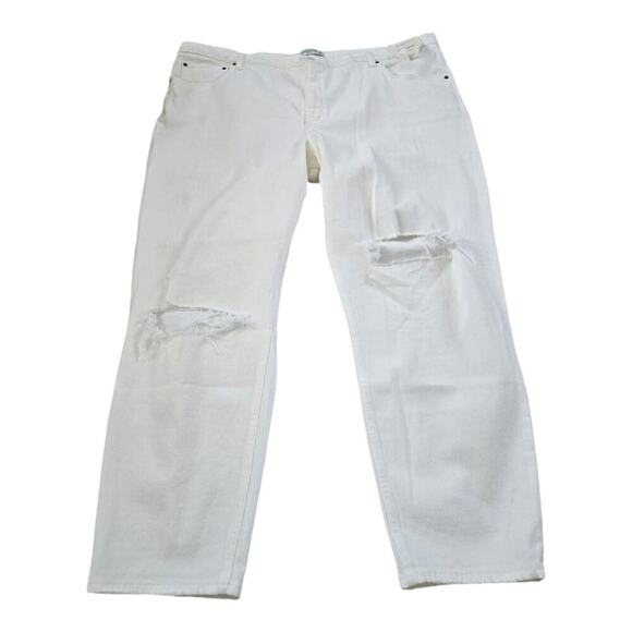 Abercrombie & Fitch The Mom High Rise Distressed White Jeans Plus Size 22 36 new - Picture 7 of 16